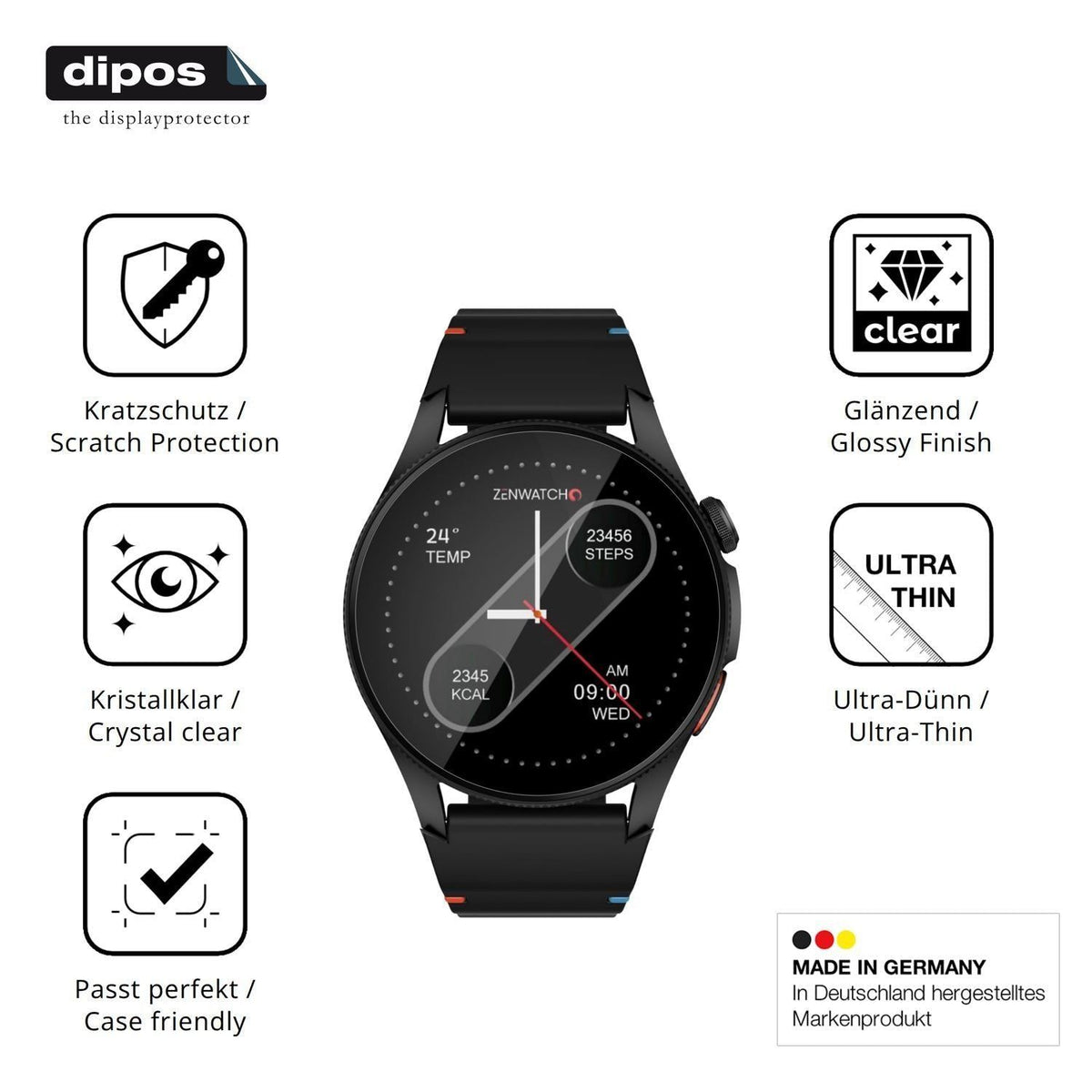 6x Schutzfolie klar für Zenwatch Zenara Display-Sc (7)