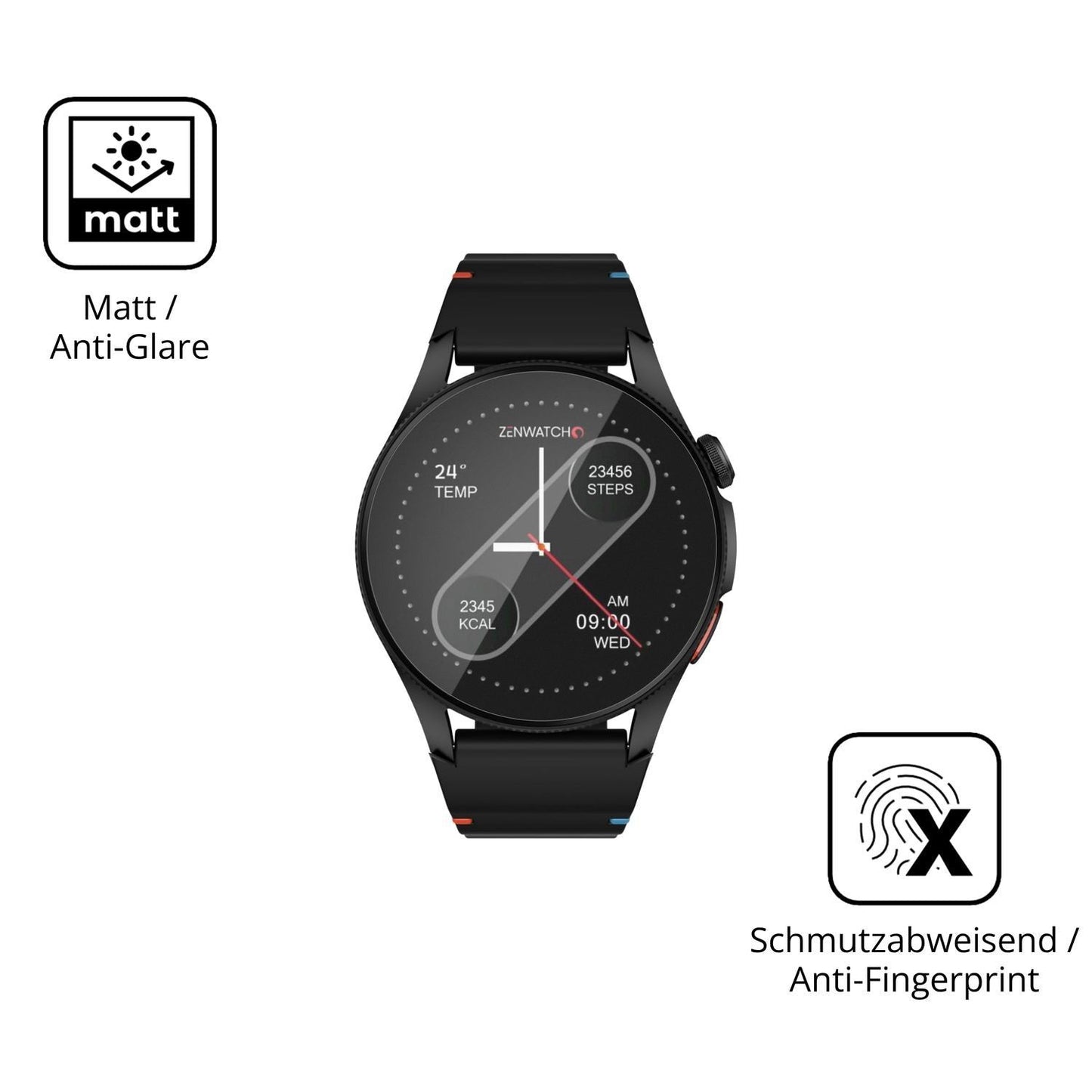 2x 9H Schutzfolie matt für Zenwatch Zenara Panzerf (5)
