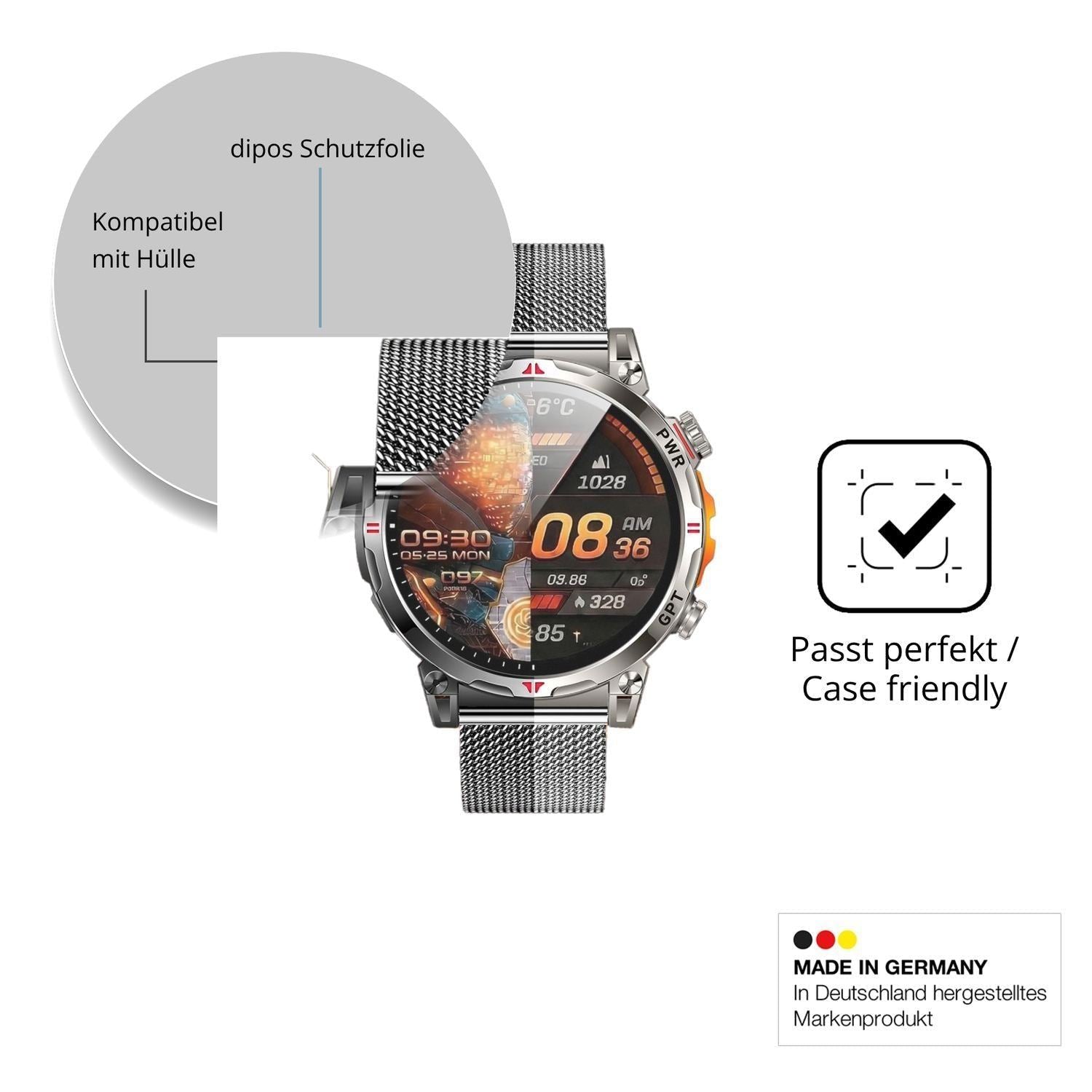 6x Schutzfolie matt für NONGAMX 1.7 Zoll Smartwatc (6)