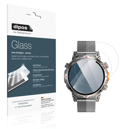2x 9H Schutzfolie für NONGAMX 1.7 Zoll Smartwatch  (1)