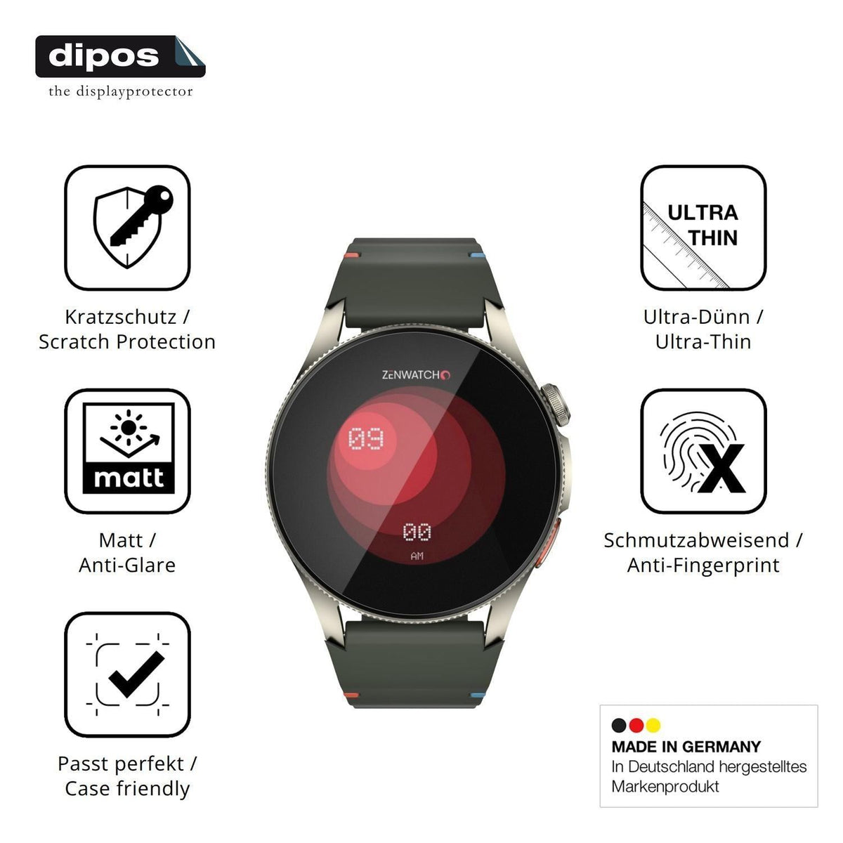 6x Schutzfolie matt für Zenwatch Zenara Titanium D (7)