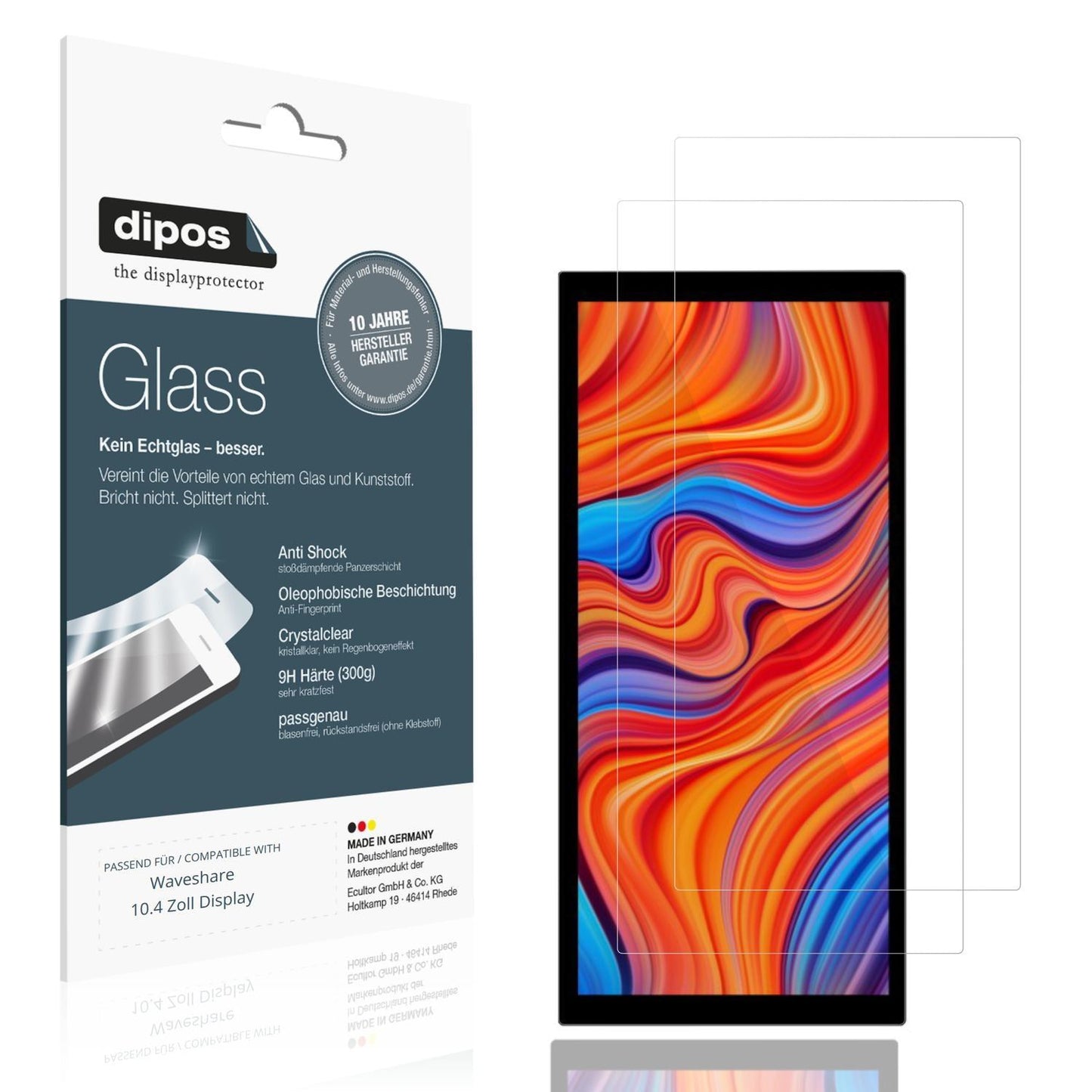 2x 9H Schutzfolie für Waveshare 10.4 Zoll Display  (1)