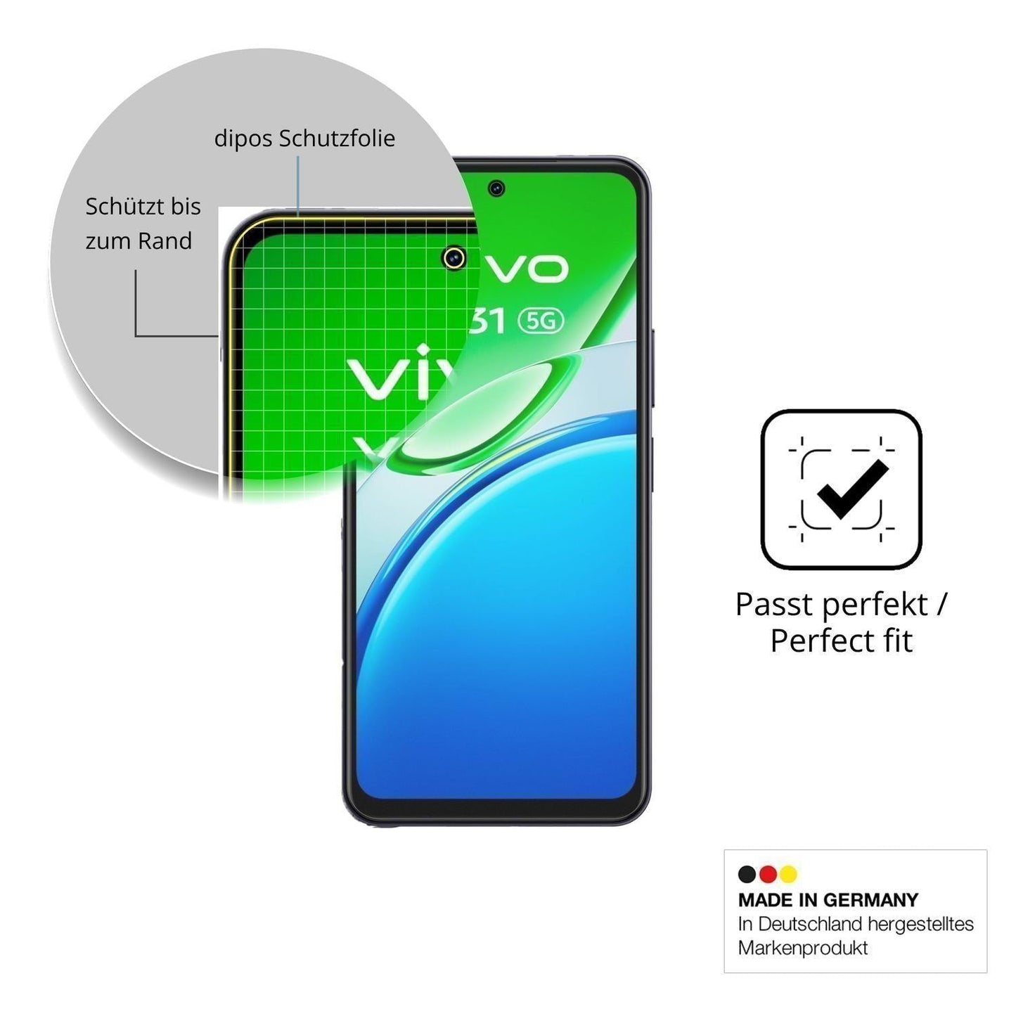 2x Full Cover Schutzfolie matt für Vivo Y31e 5G (6)