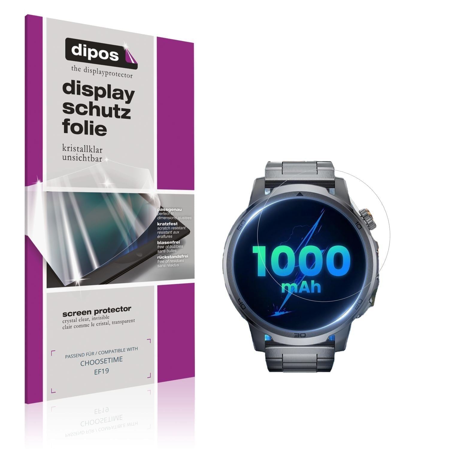 6x Schutzfolie klar für CHOOSETIME EF19 Display-Sc (1)