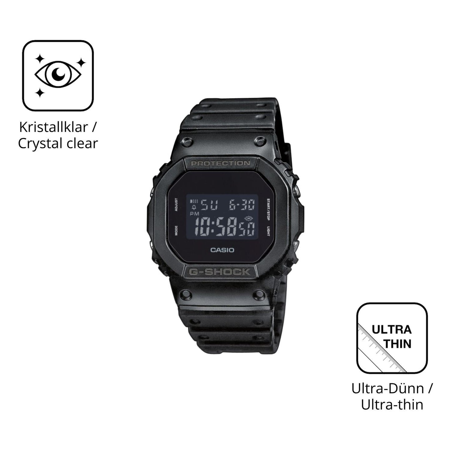 6x Schutzfolie klar für Casio DW-5600UUB-1ER Displ (5)