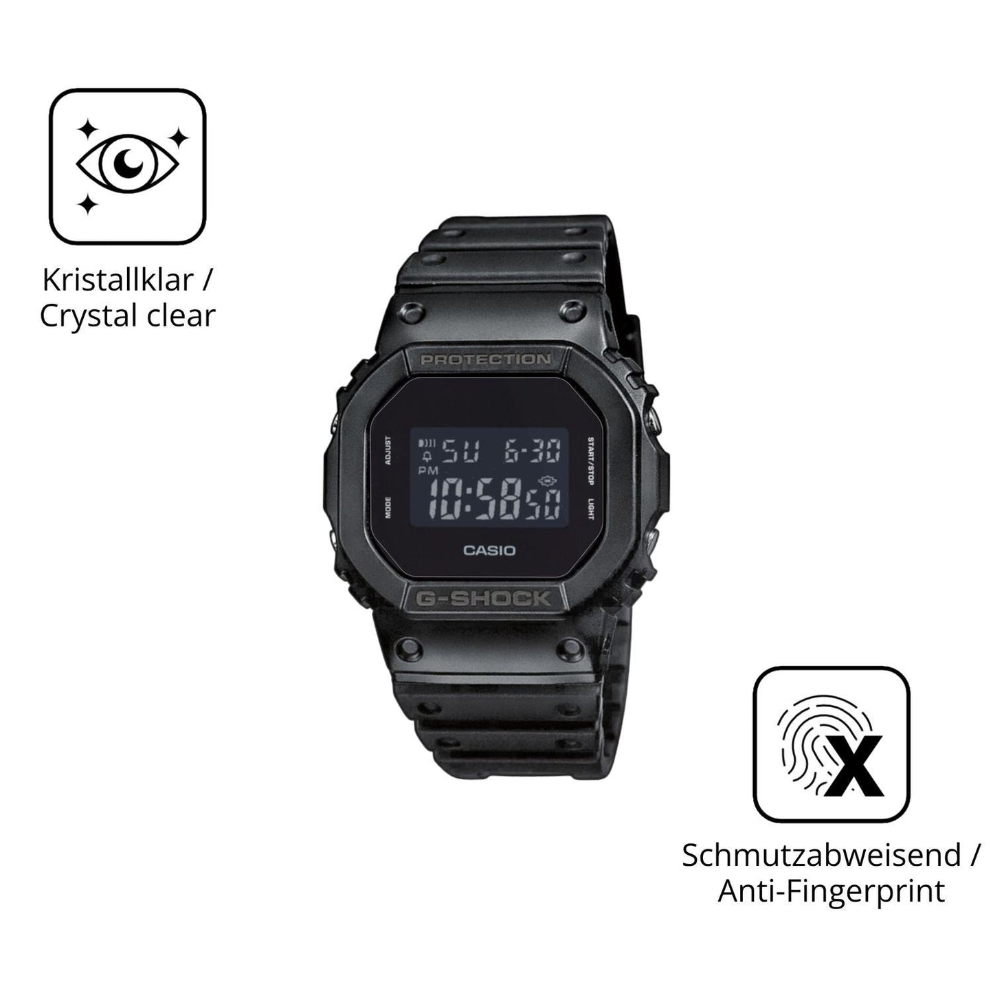 2x 9H Schutzfolie für Casio DW-5600UUB-1ER Panzerf (5)