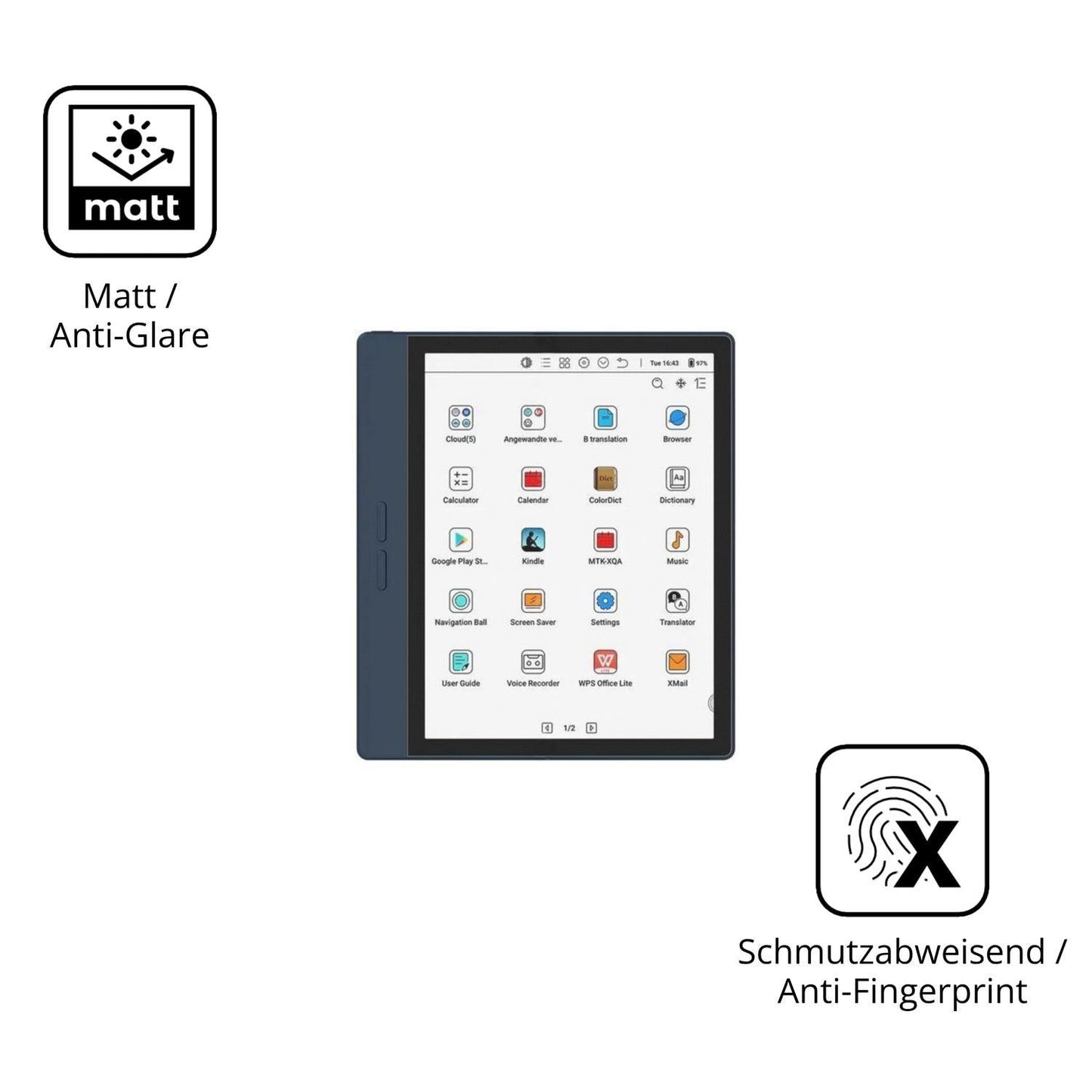 2x Schutzfolie matt für Bigme B7 Display-Schutzfol (5)
