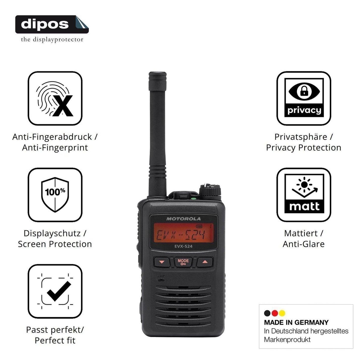 Blickschutzfolie für Motorola EVX S24 matt Schutzf (5)
