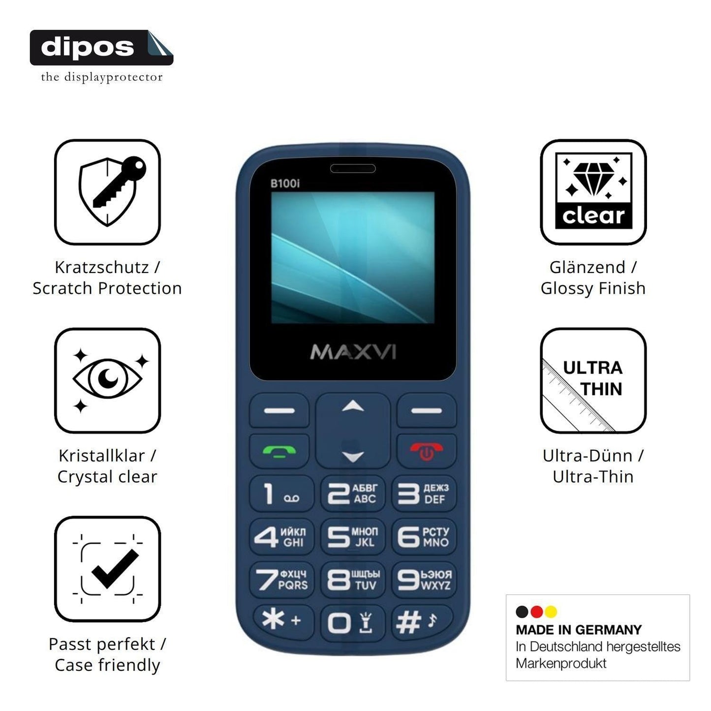 4x Schutzfolie klar für Maxvi B100i Display-Schutz (7)