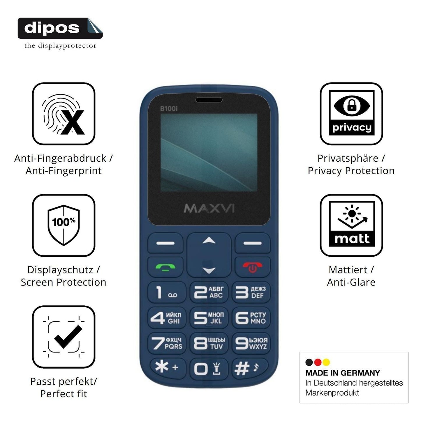Blickschutzfolie für Maxvi B100i matt Schutzfolie  (5)
