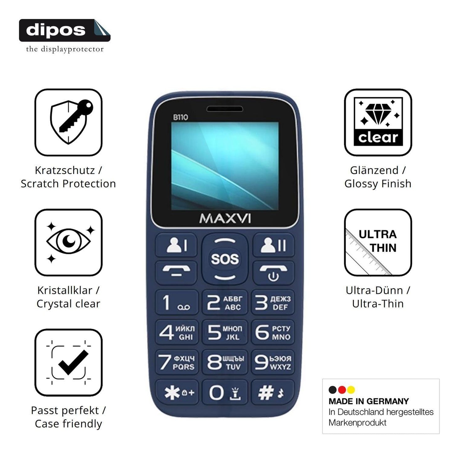 4x Schutzfolie klar für Maxvi B110 Display-Schutzf (7)