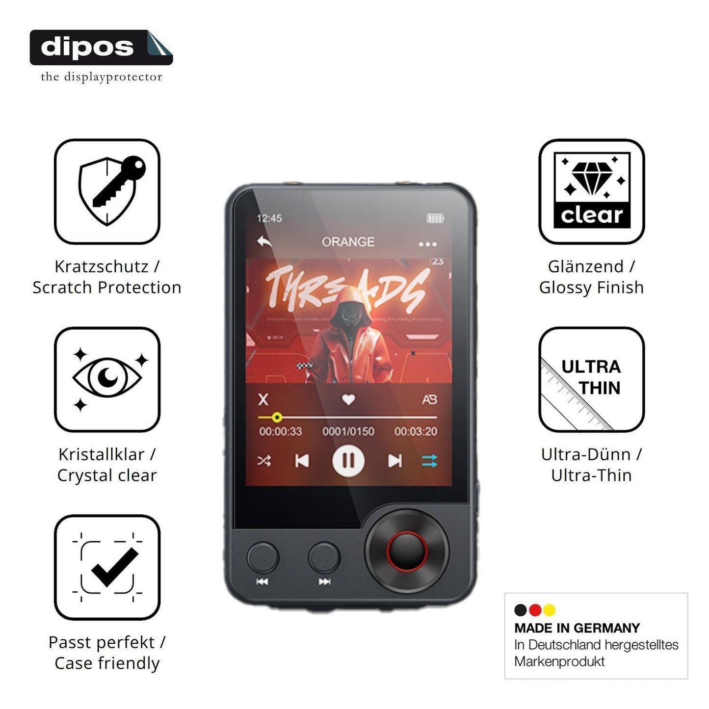 4x Schutzfolie klar für Oilsky A55 MP3-Player Disp (7)
