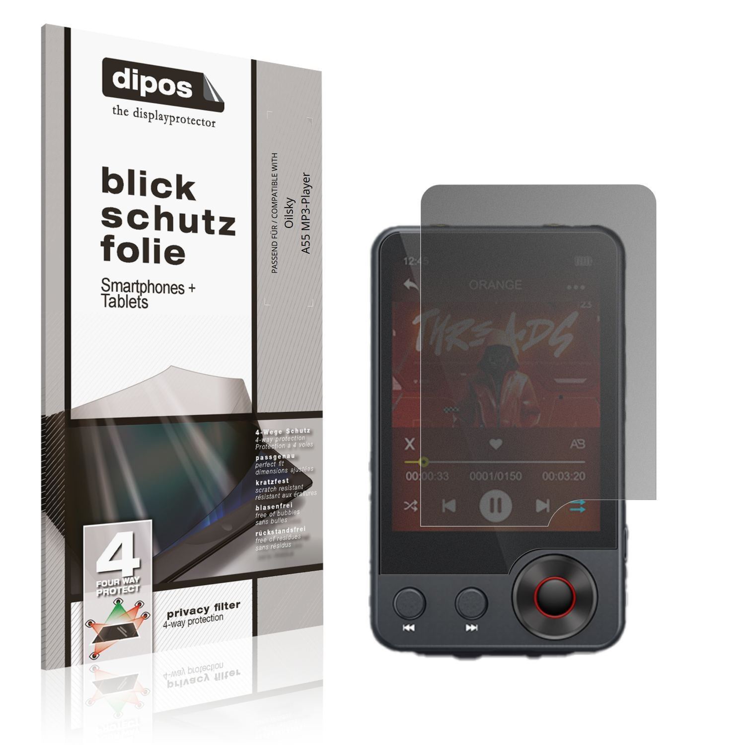 Blickschutzfolie für Oilsky A55 MP3-Player matt Sc (1)