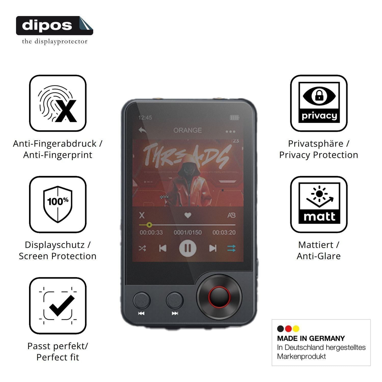 Blickschutzfolie für Oilsky A55 MP3-Player matt Sc (5)