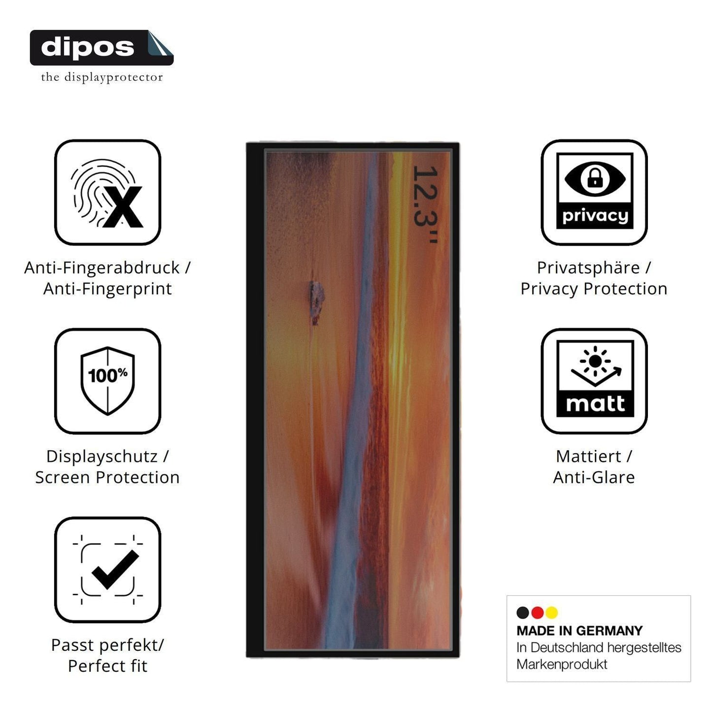 Blickschutzfolie für Prechen HD-123 12.3 Zoll matt (5)