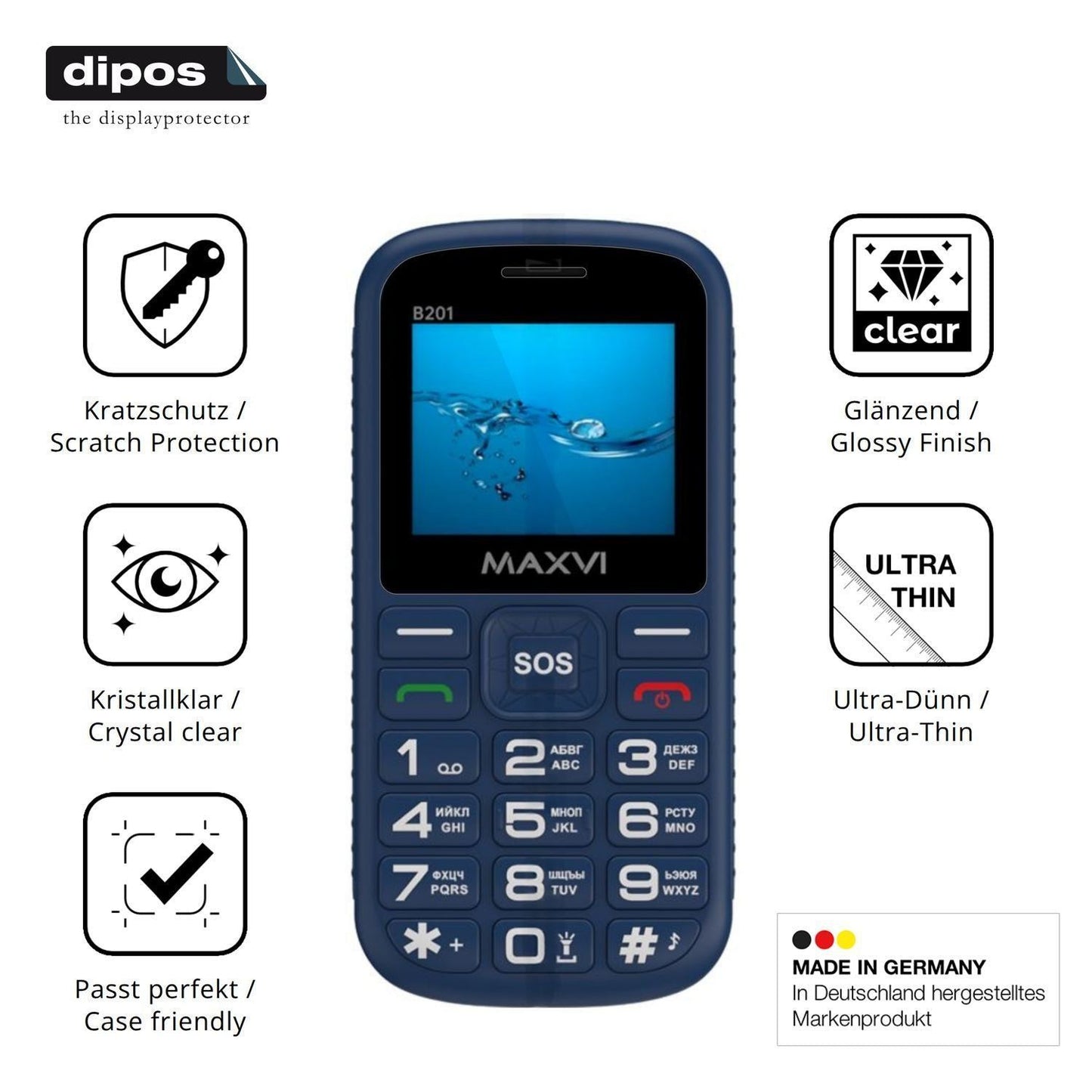 4x Schutzfolie klar für Maxvi B201 Display-Schutzf (7)