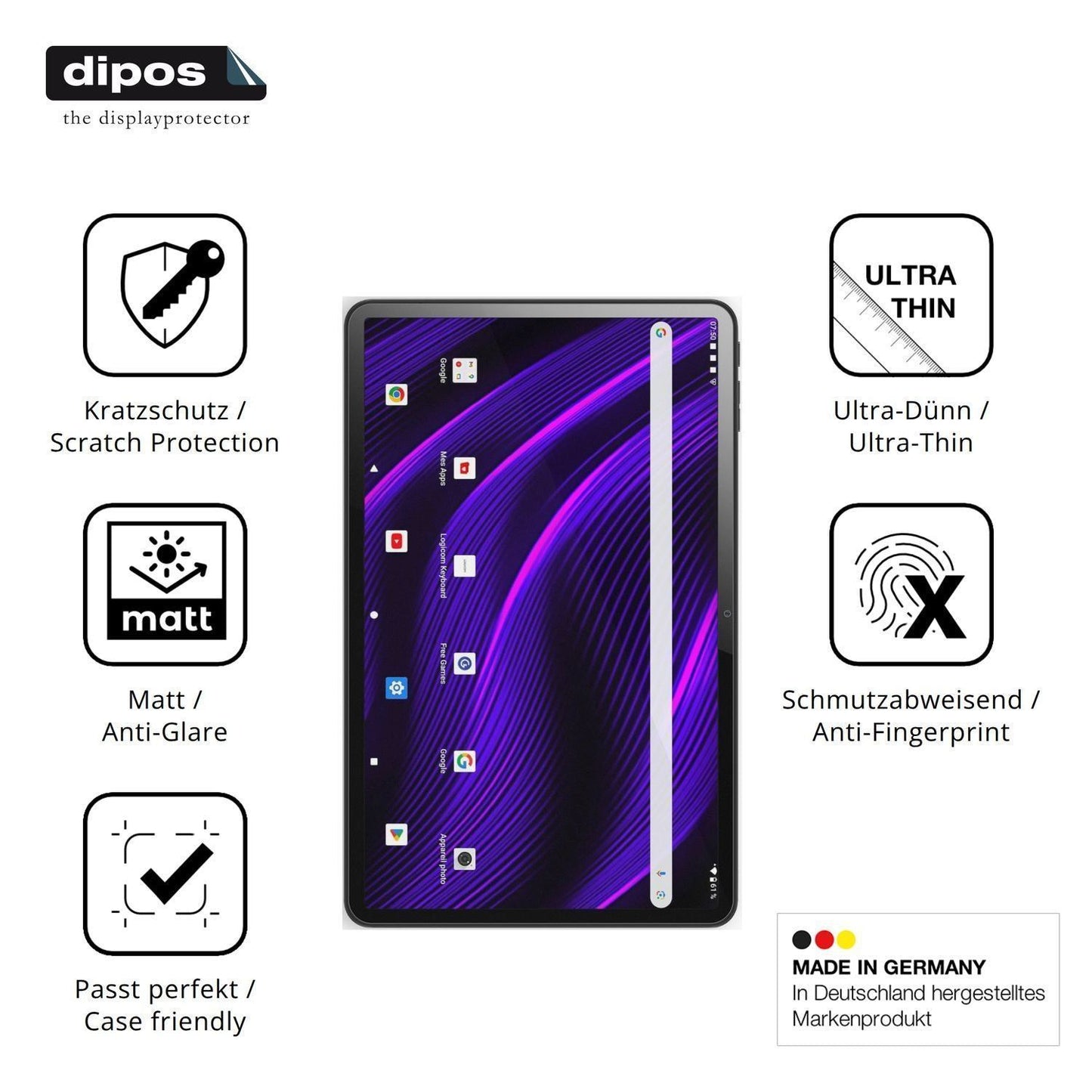 2x Schutzfolie matt für LOGICOM Tab Fold 12 Displa (7)
