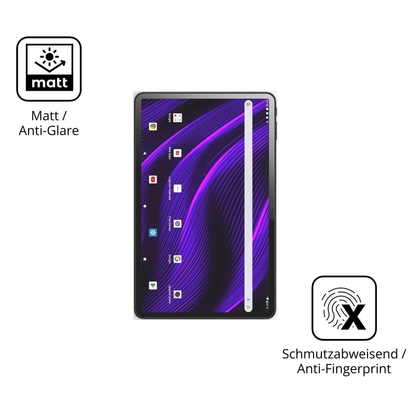 2x 9H Schutzfolie matt für LOGICOM Tab Fold 12 Pan (5)