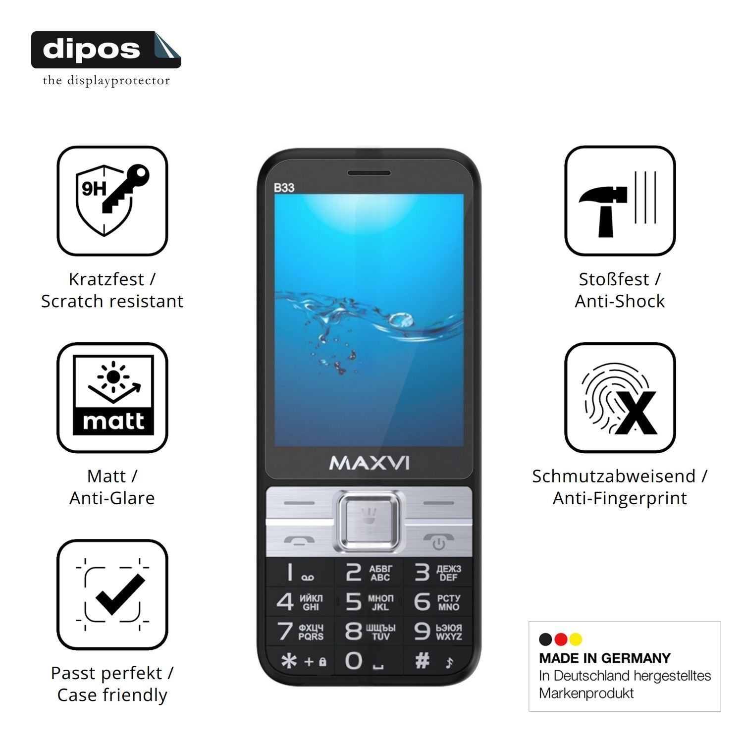 2x 9H Schutzfolie matt für Maxvi B33 Panzerfolie (7)