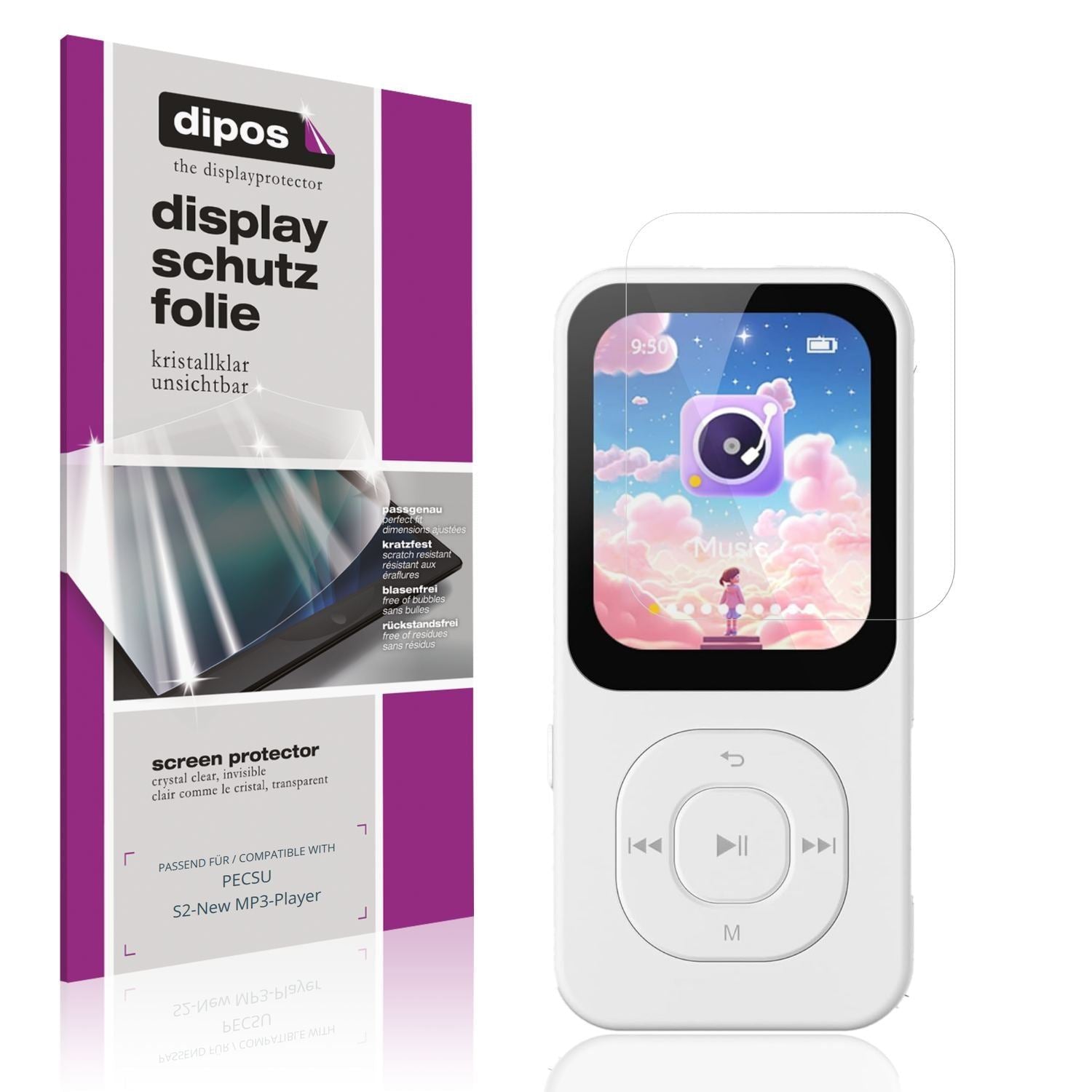 4x Schutzfolie klar für PECSU S2-New MP3-Player Di (1)
