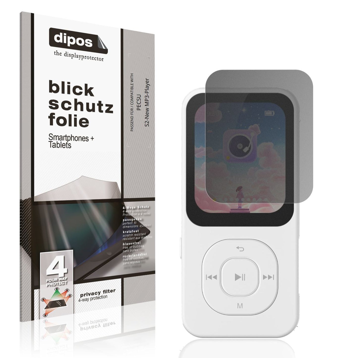 Blickschutzfolie für PECSU S2-New MP3-Player matt  (1)