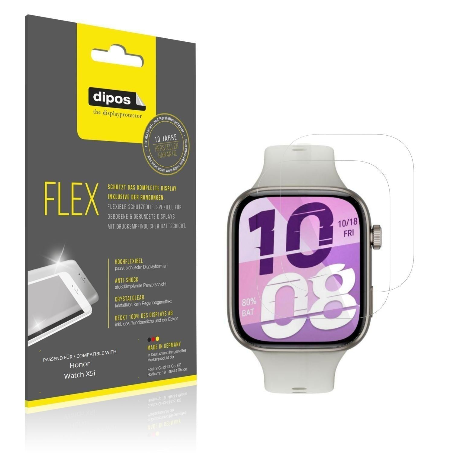 2x 3D Full Cover Schutzfolie für Honor Watch X5i (1)