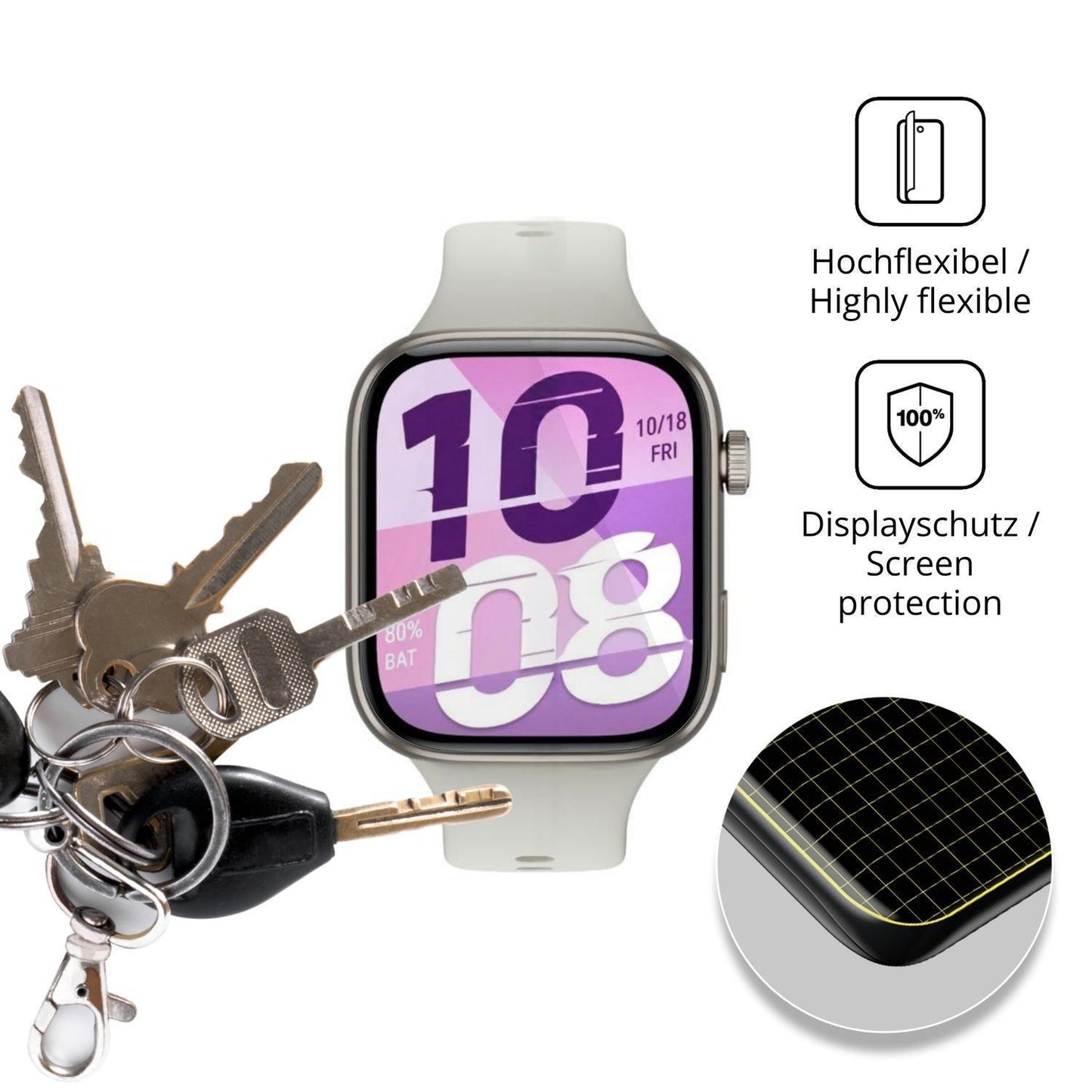 2x 3D Full Cover Schutzfolie für Honor Watch X5i (3)