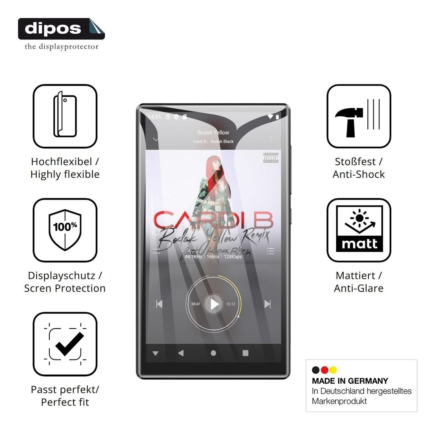 2x Full Cover Schutzfolie matt für Diofox M10 MP3- (7)