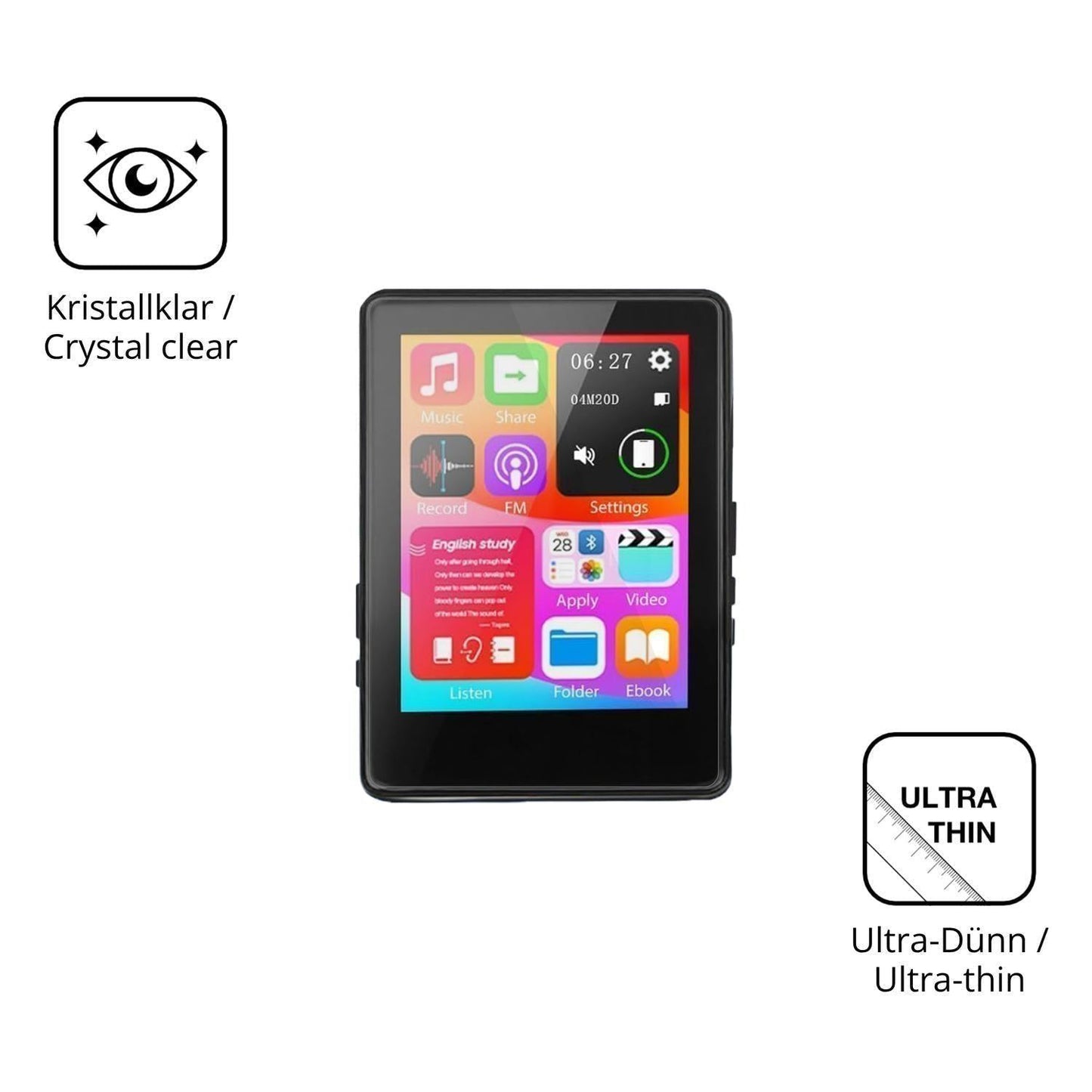 4x Schutzfolie klar für Taichaeu D6 MP3-Player Dis (5)