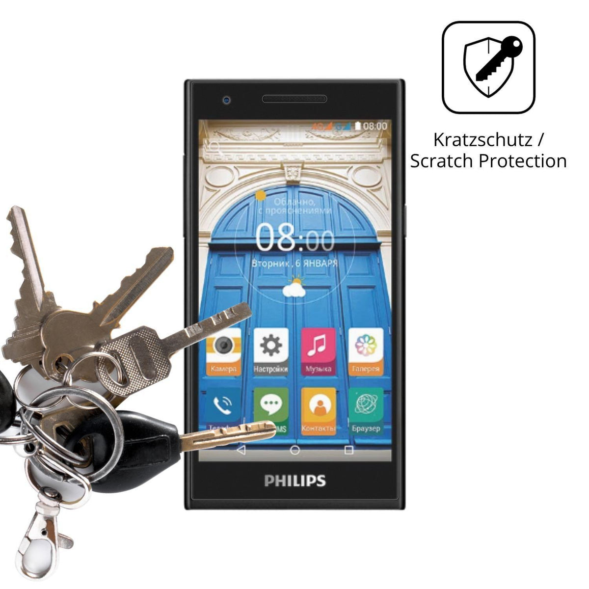 4x Schutzfolie matt für Philips S396 Display-Schut (4)