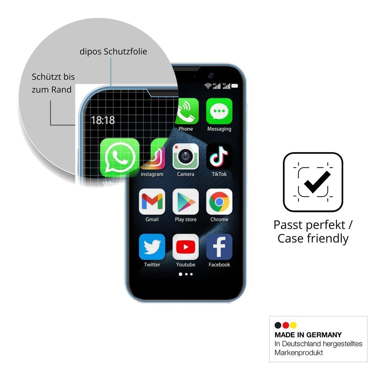 2x 9H Schutzfolie für BLKE S 18 Pro Mini-Smartphon (6)