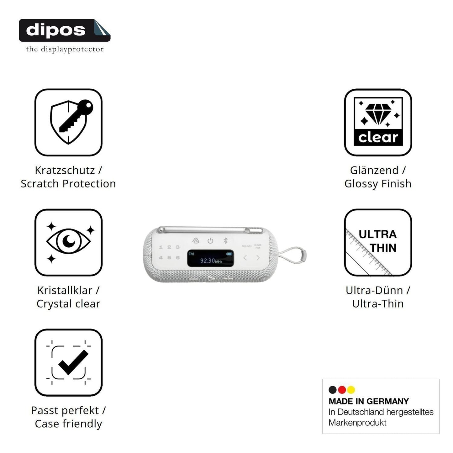 2x Schutzfolie klar für JBL Tuner 3 Display-Schutz (7)