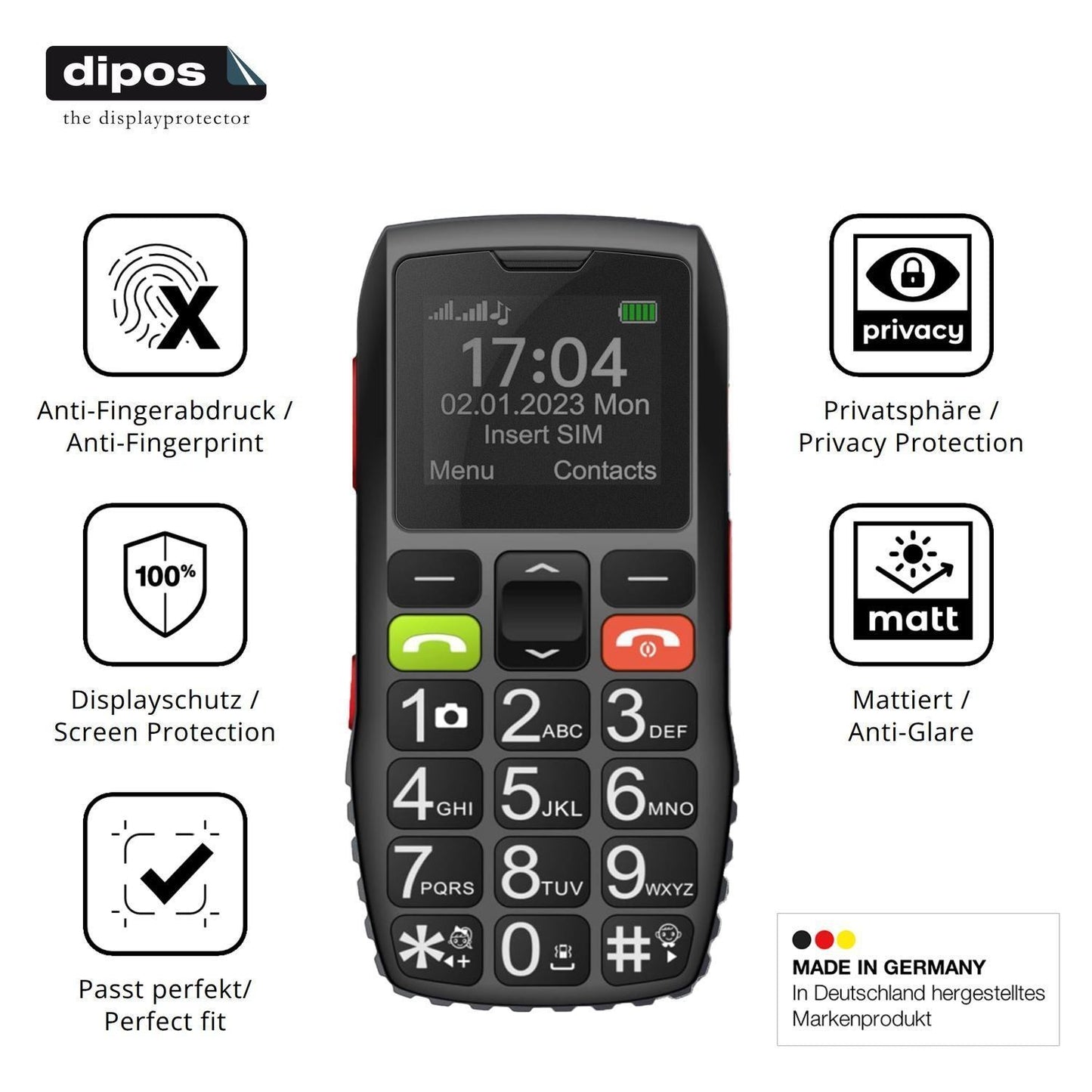 Blickschutzfolie für FEGA Senioren-Handy 1.77 Zoll (5)