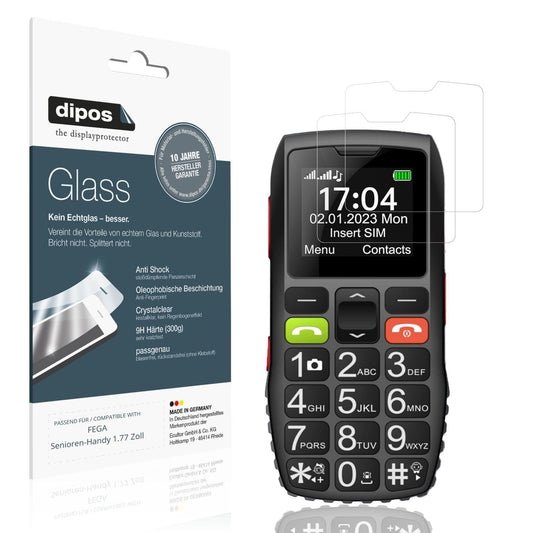 2x 9H Schutzfolie für FEGA Senioren-Handy 1.77 Zol (1)