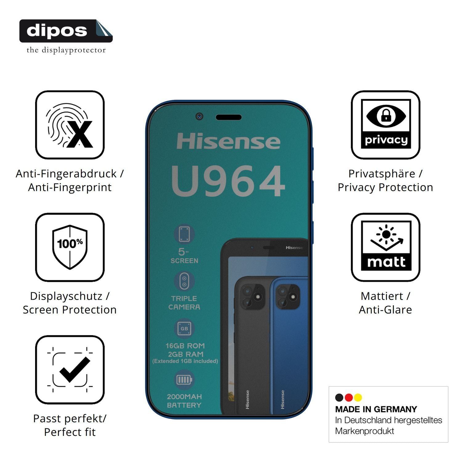 Blickschutzfolie für Hisense U964 matt Schutzfolie (5)
