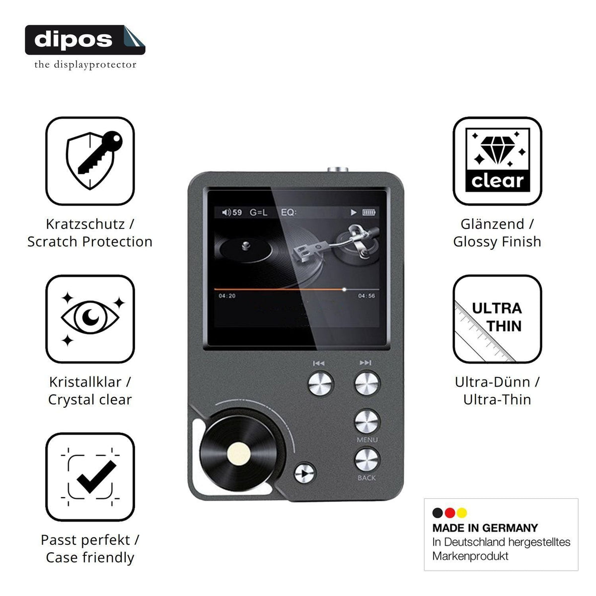 4x Schutzfolie klar für Ouitble Hi Res MP3-Player  (7)