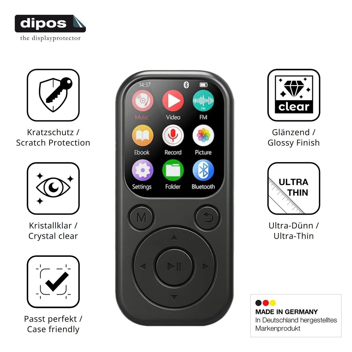 4x Schutzfolie klar für Aroeally MP3-01D Display-S (7)
