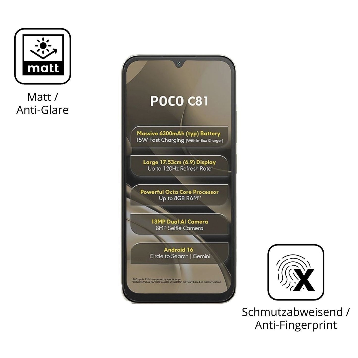 4x Schutzfolie matt für Xiaomi Poco C81 Display-Sc (5)