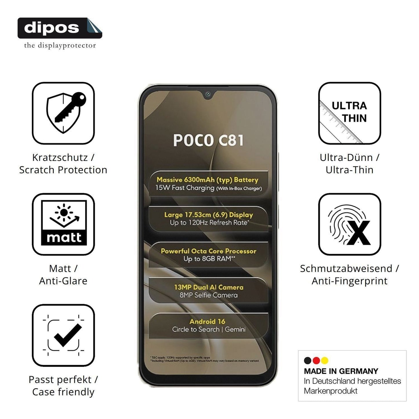 4x Schutzfolie matt für Xiaomi Poco C81 Display-Sc (7)