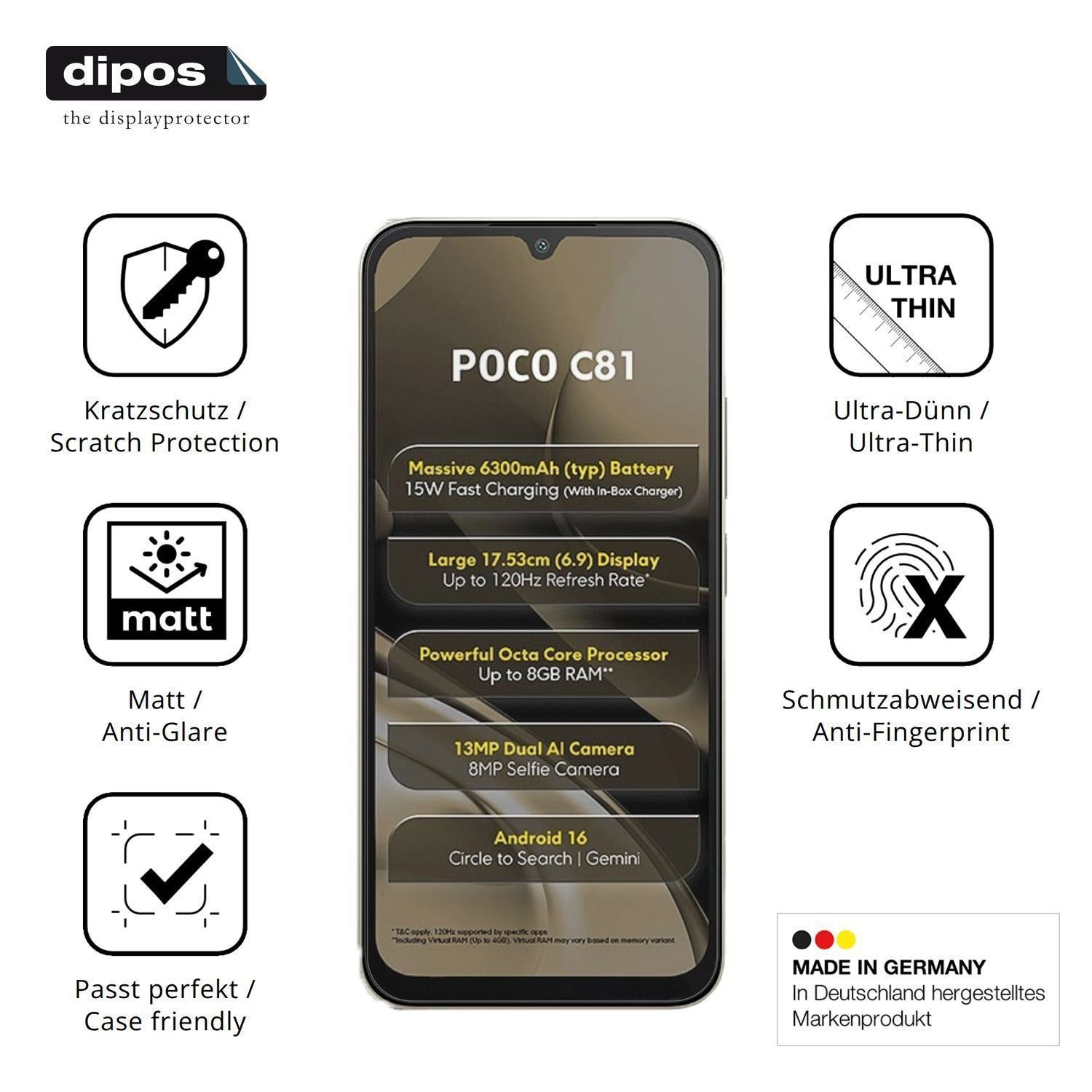 4x Schutzfolie matt für Xiaomi Poco C81 Display-Sc (7)