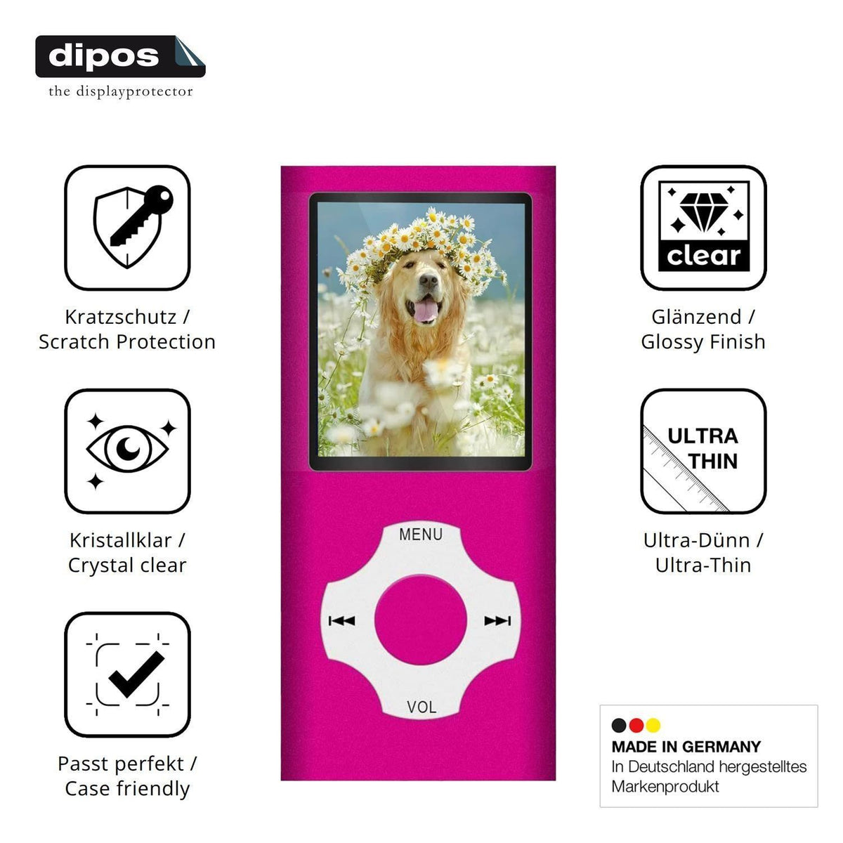 4x Schutzfolie klar für Hotechs LX-B2 MP3-Player D (7)