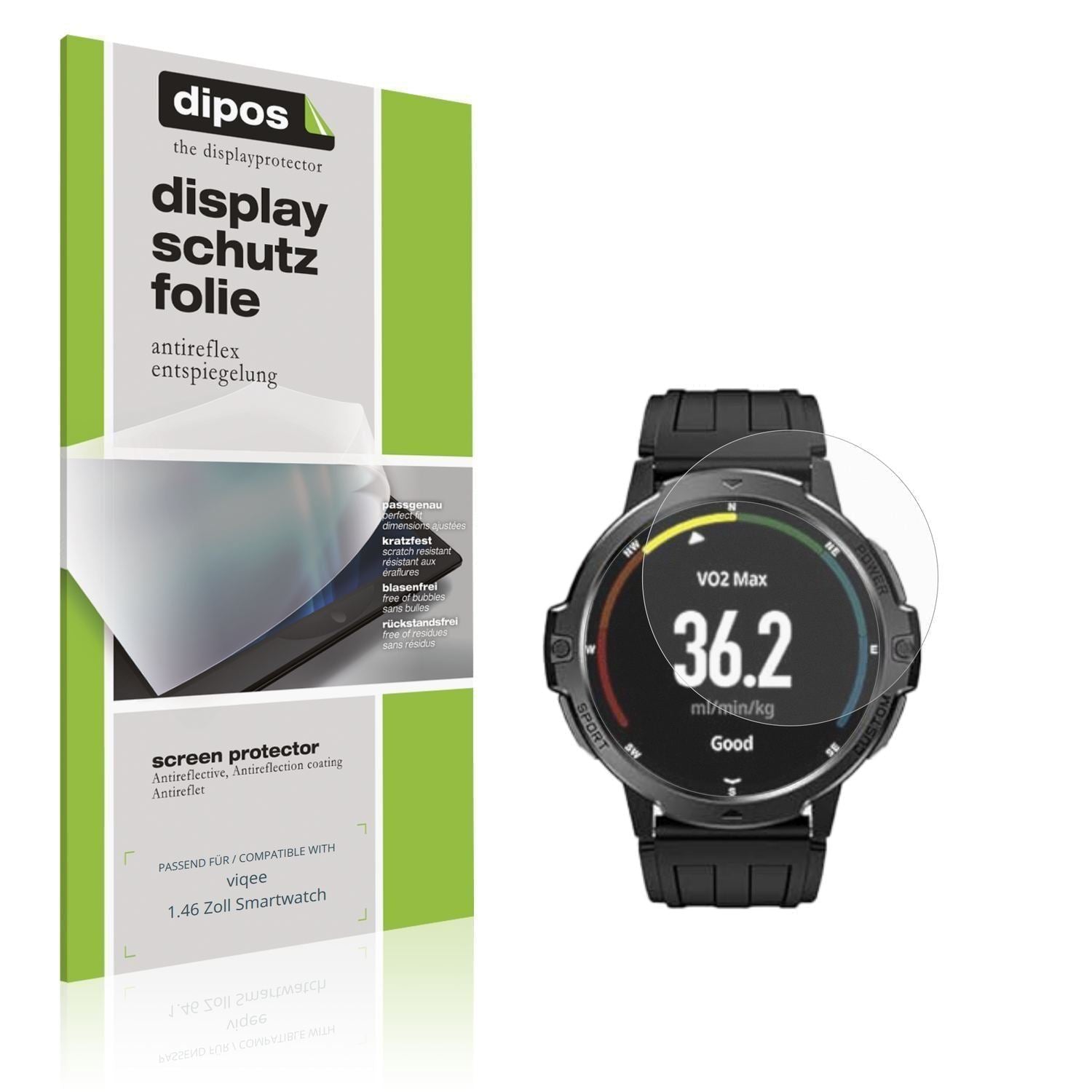 6x Schutzfolie matt für viqee 1.46 Zoll Smartwatch (1)