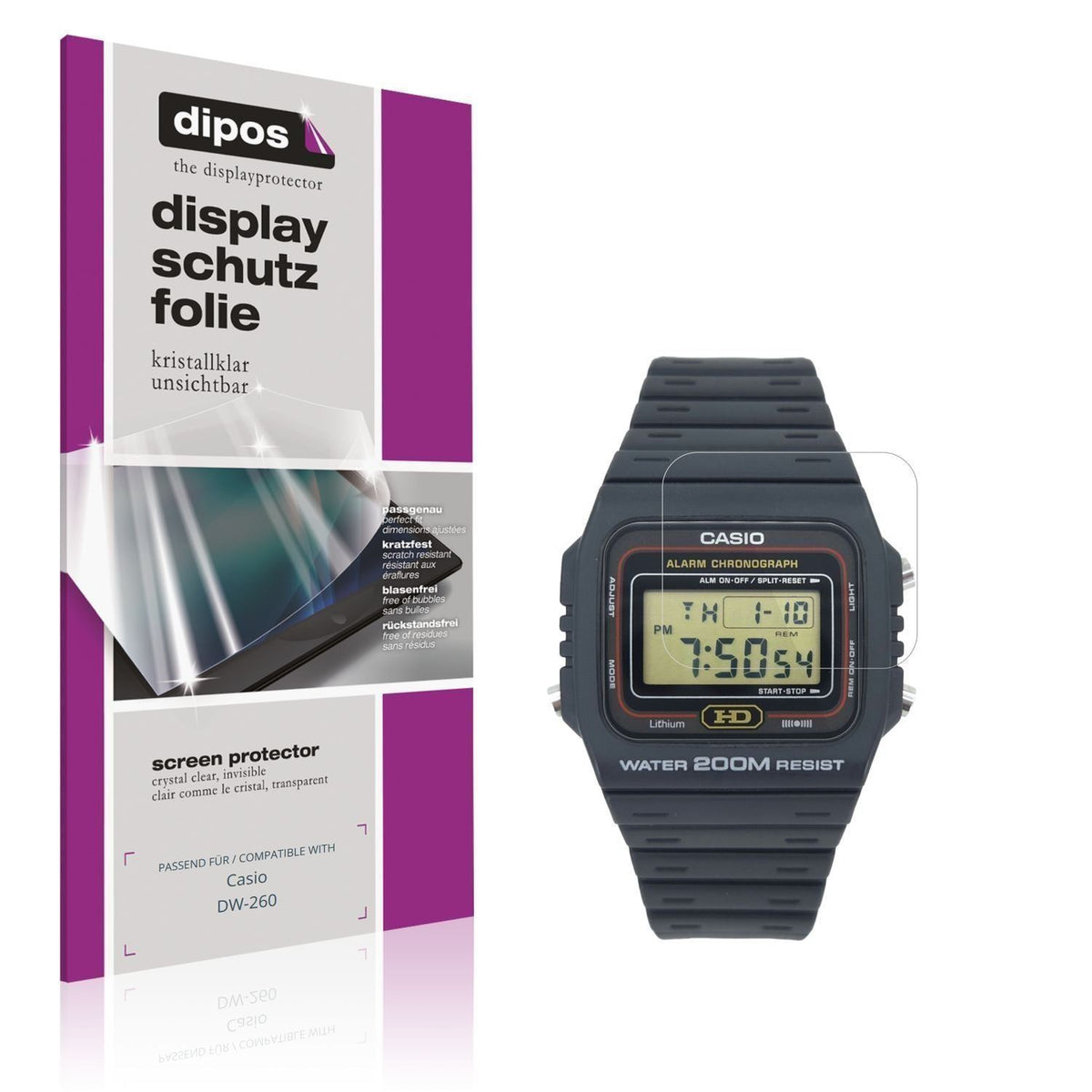 6x Schutzfolie klar für Casio DW-260 Display-Schut (1)
