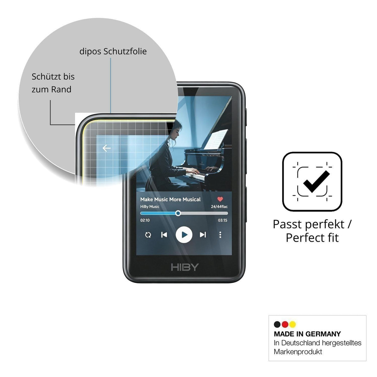 2x Full Cover Schutzfolie matt für HiBy R1 MP3-Pla (6)