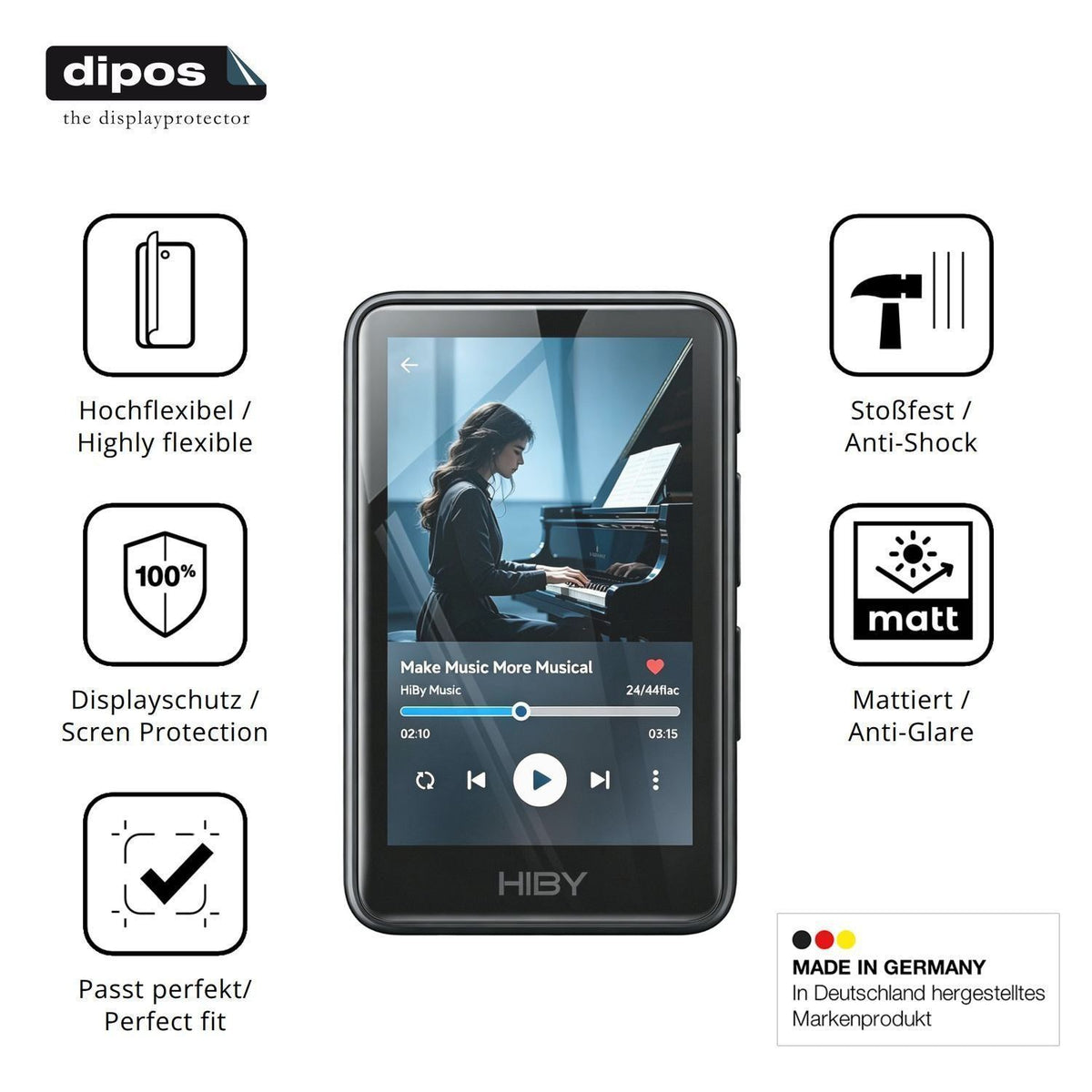 2x Full Cover Schutzfolie matt für HiBy R1 MP3-Pla (7)