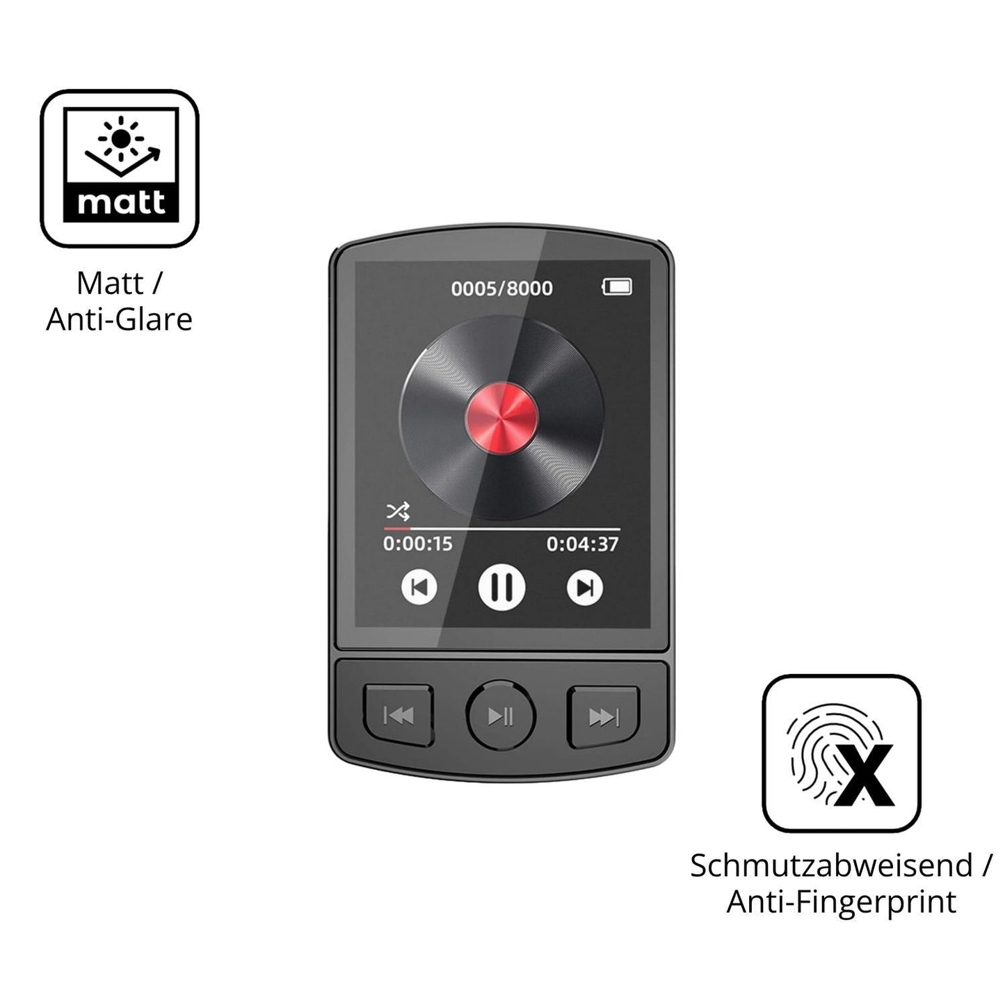 2x 9H Schutzfolie matt für PORFOYO LB-ZZY MP3-Play (5)