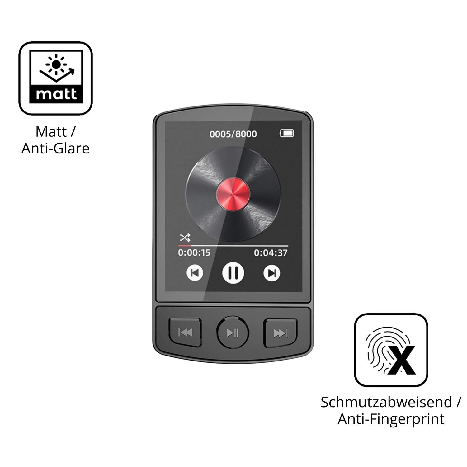 2x 9H Schutzfolie matt für PORFOYO LB-ZZY MP3-Play (5)