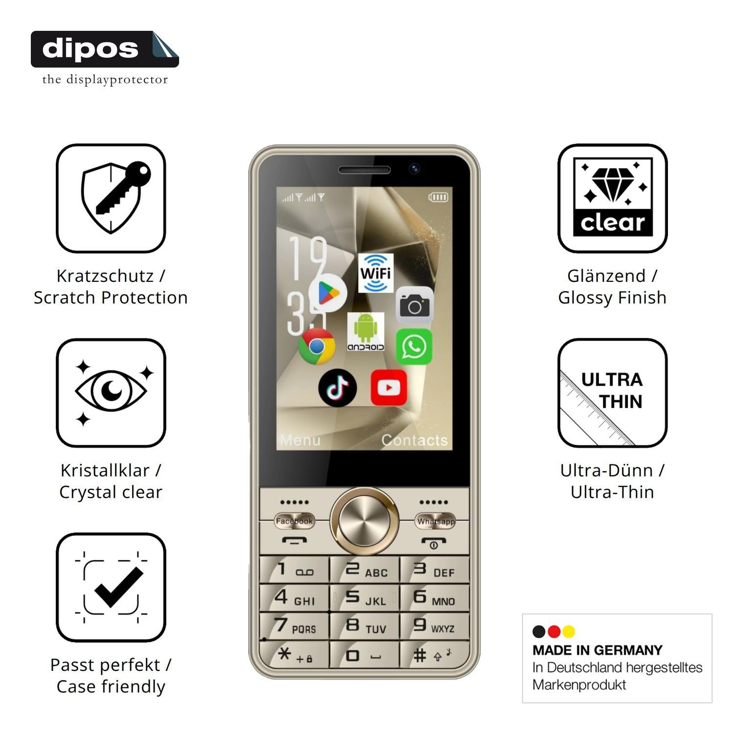 4x Schutzfolie klar für PUSOKEI Senioren-Handy 3.5 (7)