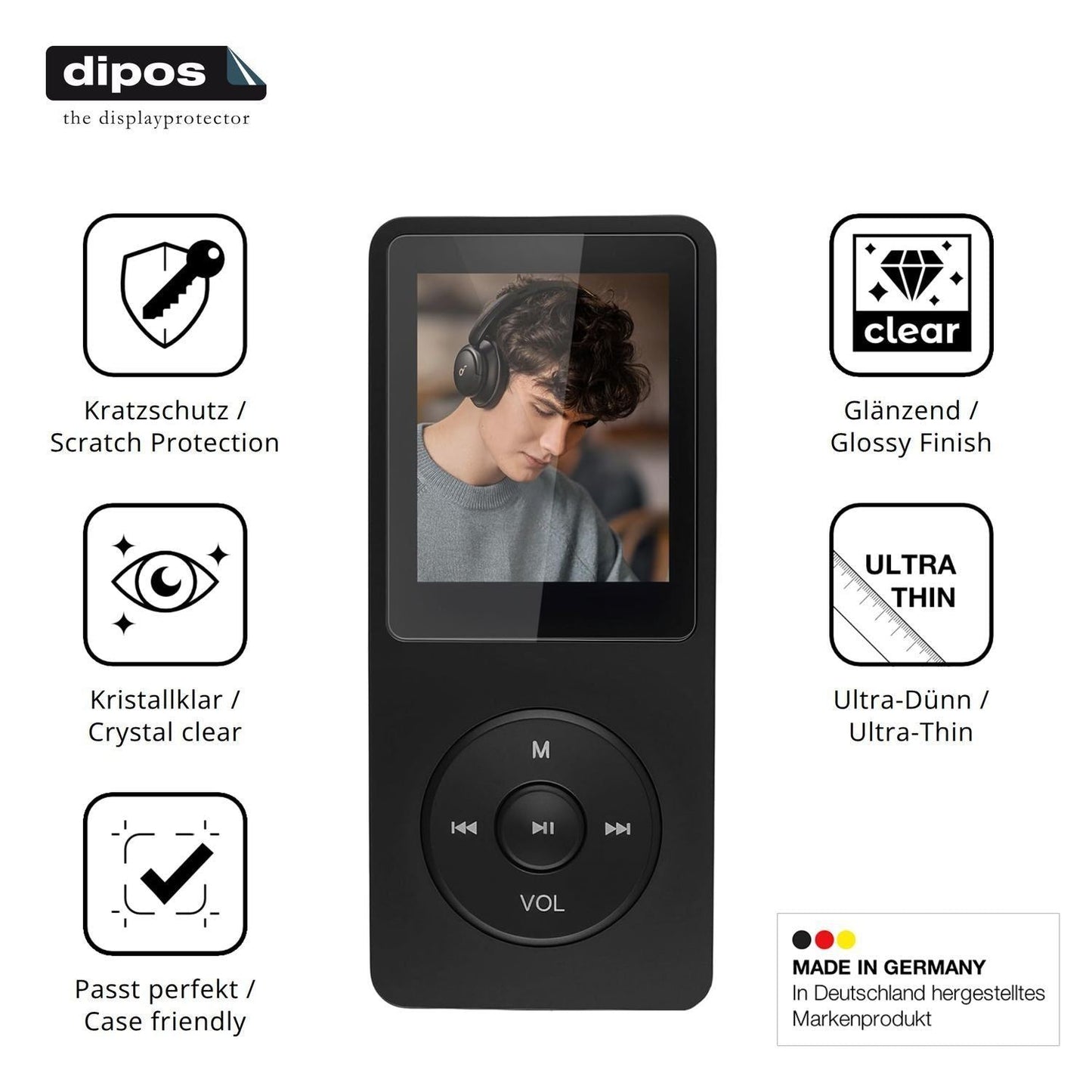 4x Schutzfolie klar für Poeloisy Q2 MP3-Player Dis (7)