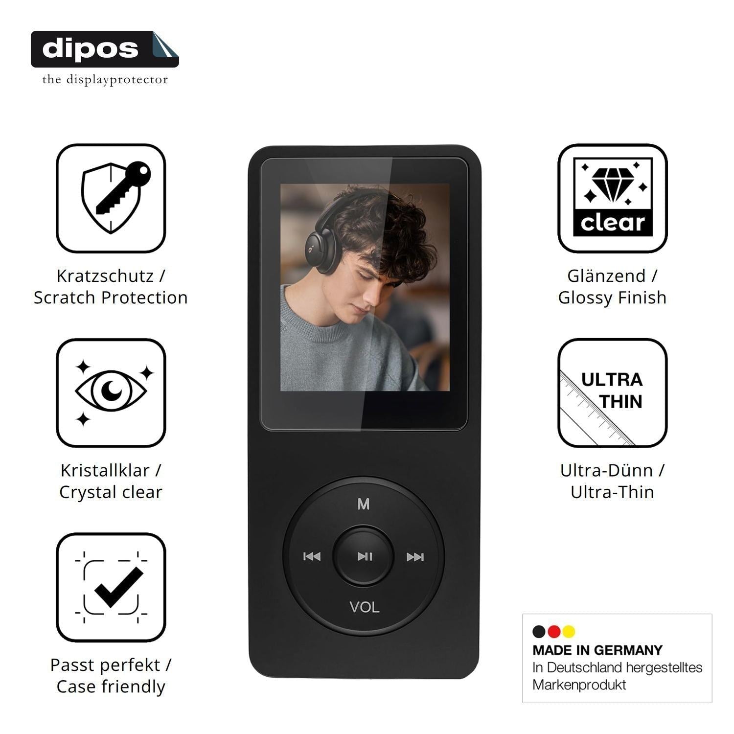 4x Schutzfolie klar für Poeloisy Q2 MP3-Player Dis (7)